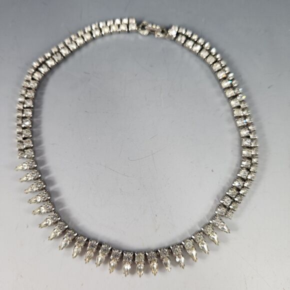 Faceted Rhinestone Set Necklace Bracelet Convertible Earrings VTG Estate Jewelry - Picture 7 of 14